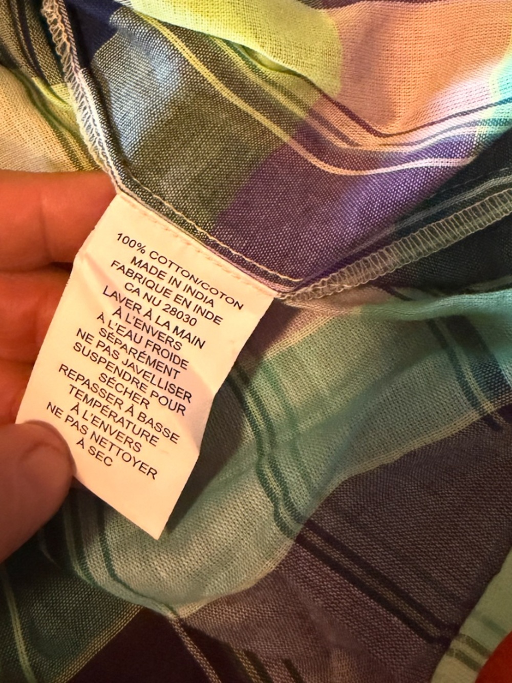 Blue, green and purple boho peasant plaid smocked cotton blouse NWT - Picture 9 of 10